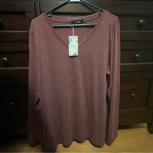 Sunbs Plum V-Neck Long Sleeve T-Shirt – Soft Knit, Size XL, NWT